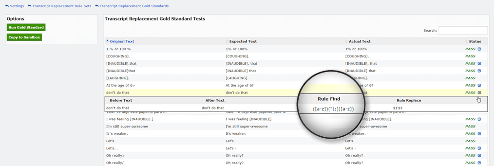 Transcript Replacement highlight